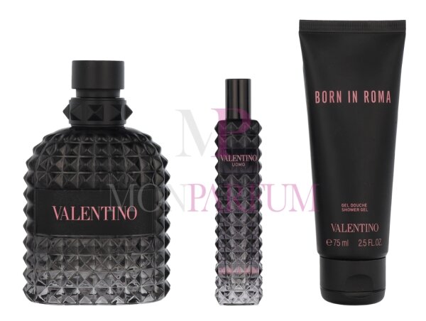 Valentino Uomo Born In Roma Geschenkset Eau de Toilette 100ml/Shower Gel 75ml/Eau de Toilette 15ml