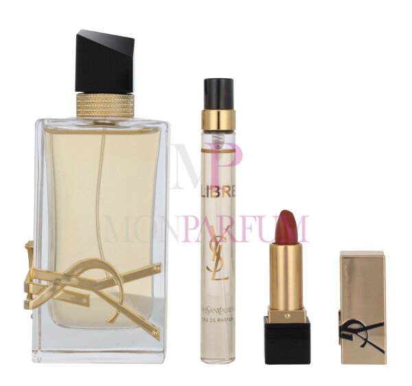 YSL Libre Geschenkset Eau de Parfum 90ml/Edp Travel Spray 10ml/Mini Rouge Lipstick Shade Nude Muse 1,3gr