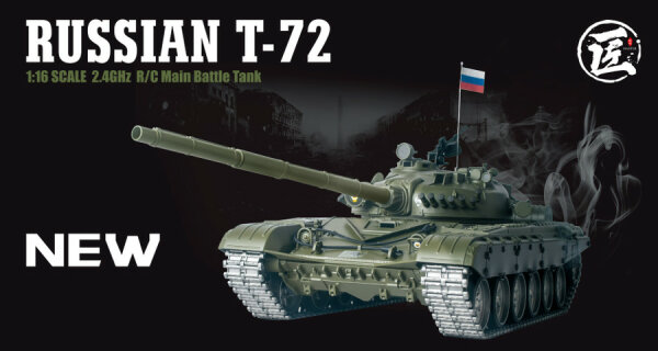 RC Panzer "Russicher T-72" Heng Long 1:16 mit Rauch&Sound und Stahlgetriebe -2,4Ghz V 7.0 - PRO