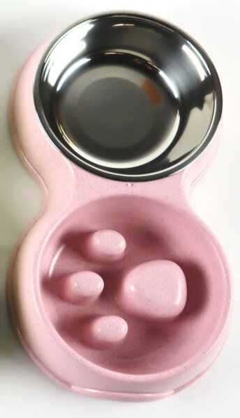 Hundenapf mit Metallwasserschüssel-Pink/Rosa