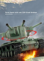 RC Panzer "Russicher KV-2" Heng Long 1:16 mit R&S, Metallgetriebe (Stahl) und Metallketten -2,4Ghz -V 7.0 - PRO mit RRZ