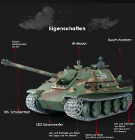 RC Panzer "Jagdpanther" Heng Long 1:16 mit Rauch&Sound und Stahlgetriebe - V7.0 - 2,4Ghz - PRO