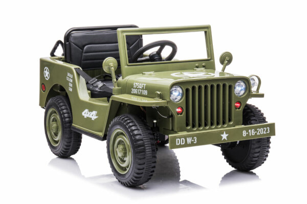 Kinderfahrzeug - Elektro Auto Offroad mit 12V7A Akku und 4x35W Motoren "Militär Grün" 2,4Ghz+Ledersitz+EVA